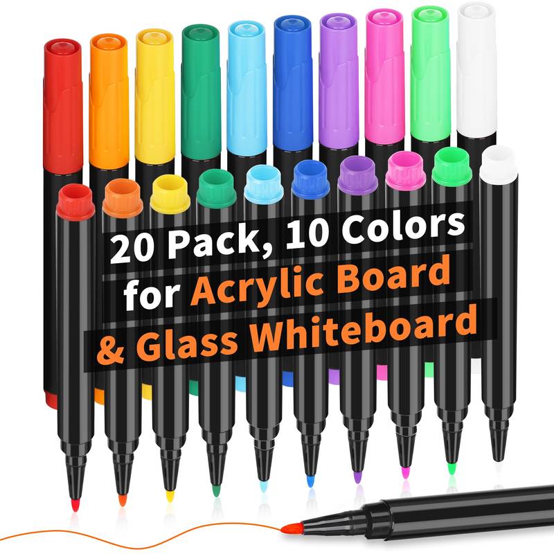 20 Liquid Chalk Markers For Acrylic Fridge Calendar Clear Glass Dry Erase  Board Refrigerator White Board Mirror Window Wet Erase Markers Ultra Fine Po
